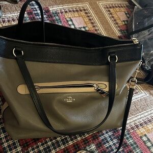 Coach Black and Cream Women's Tote Bag